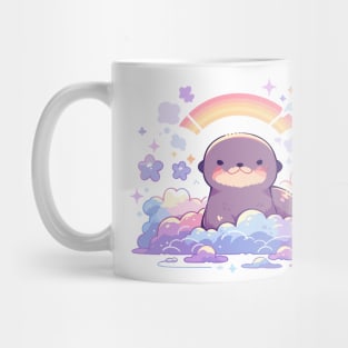 Cute Kawaii Rainbow Baby Sea Otter Pup Mug